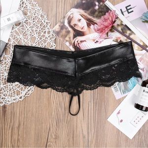 Sexy Wetlook leather with lace panties